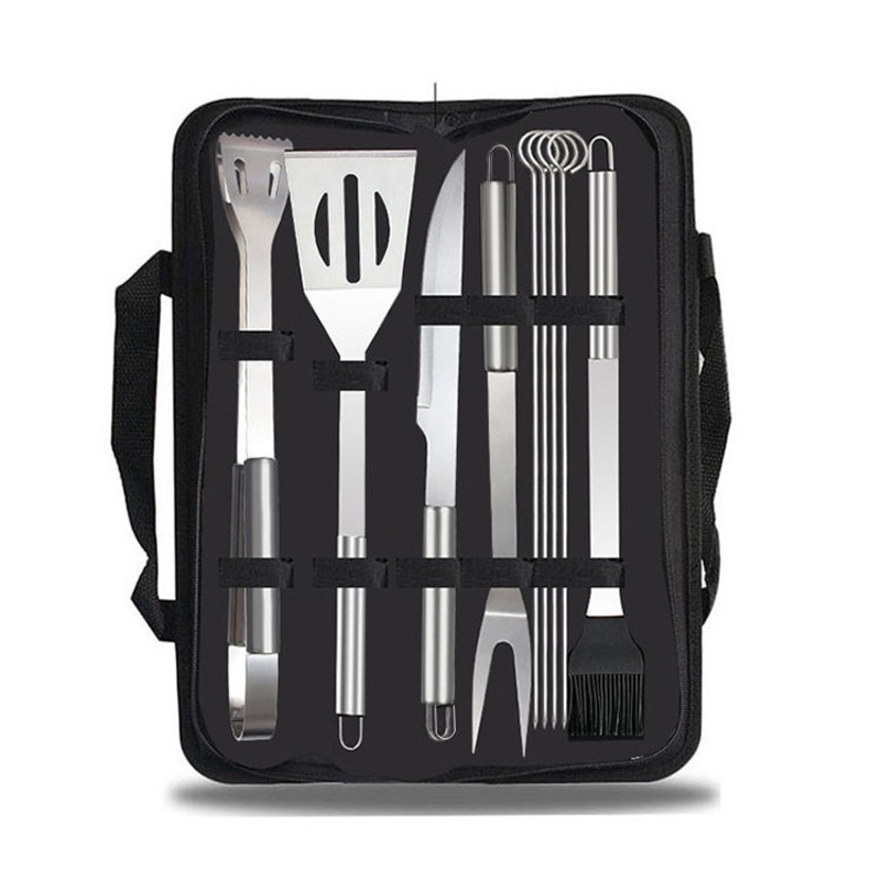 9 in 1 Outdoor Tableware Set Camping Barbecue Picnic Tool Set (Black)