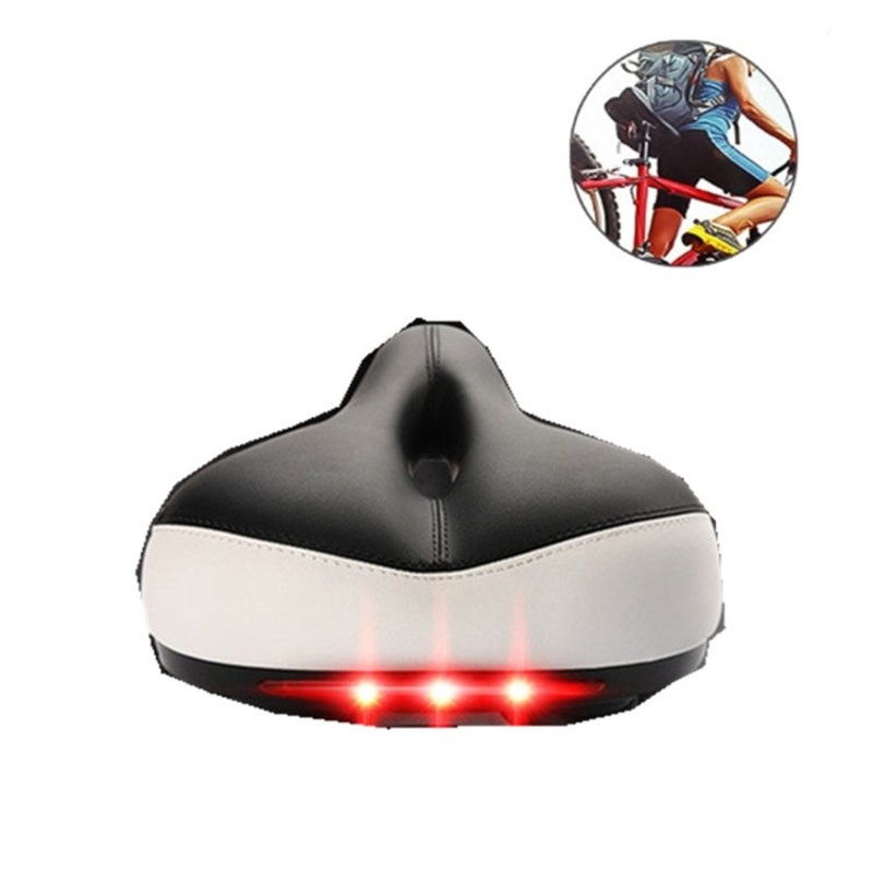 Bicycle Lighted Cushion Mountain Bike With Taillight Saddle Riding Equipment Accessories(White)