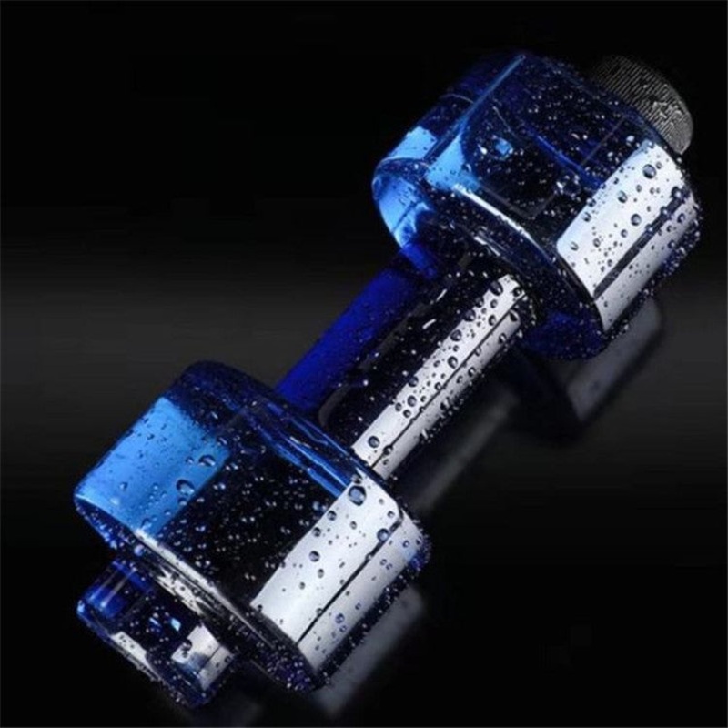 Dumbbell Cup fitness Sports Bottle Plastic Personality Cup Blue (550ML, 2 PCS)