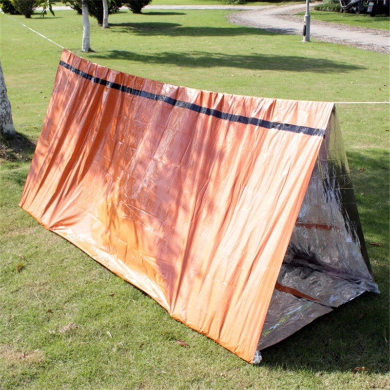Emergency Simple Tent Outdoor Rescue Blanket First Aid Sunscreen Insulation Blanket (Orange)