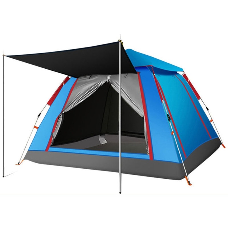Outdoor 3-4 People Thickening Rainproof Automatic Speed Open Four-sided Camping Tent (Sky Blue)