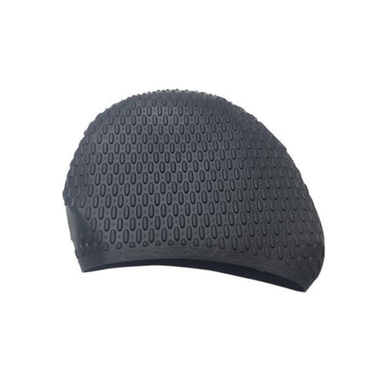 Particles Thickening High Elasticity Non-slip Silicone Swimming Cap(Black)
