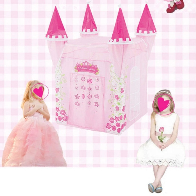 Princess Castle Game House Crown Folding Tent (Pink, Blue)