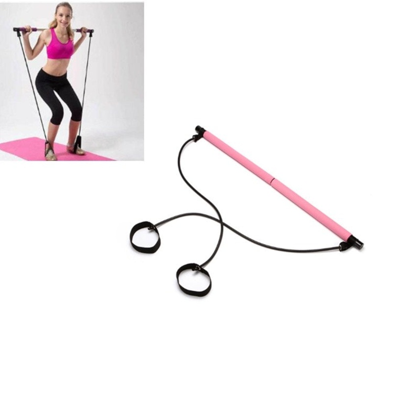 Pilates Stick Yoga Fitness Equipment Sports Stretching Band Pink