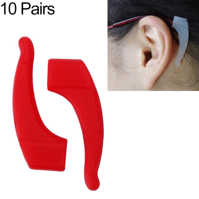 10 Pairs Glasses Non-slip Cover Ear Support Glasses Foot Silicone Non-slip Sleeve(Red)