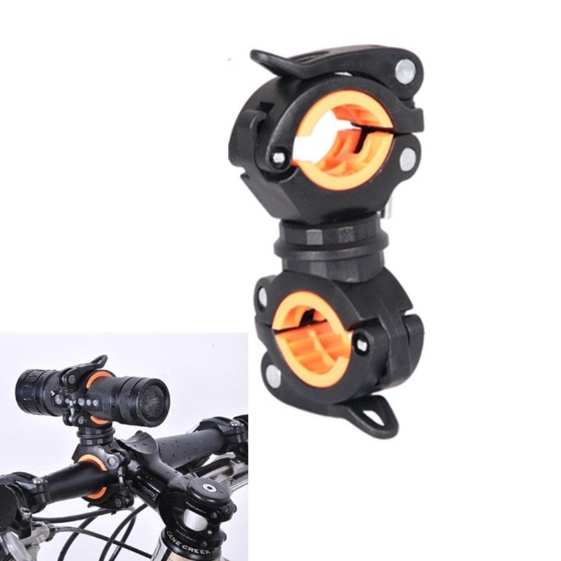 360 Degree Lamp Holder Bicycle Flashlight Clip Fixing Bracket (Black Orange)