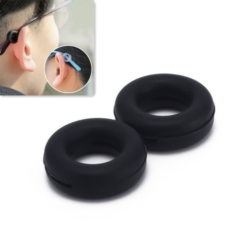 5 Pairs Glasses Ear Hooks Round Anti Slip Silicone Grips Eyeglasses Accessories(Black)
