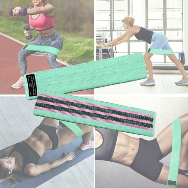 Lake Blue Yoga Resistance Band Polyester-cotton + Latex Yarn Loop Tension 76 x 8cm