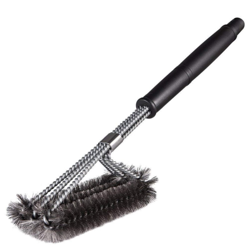 Large Barbecue Grill Pan Cleaning Wire Brush (Color: Black)