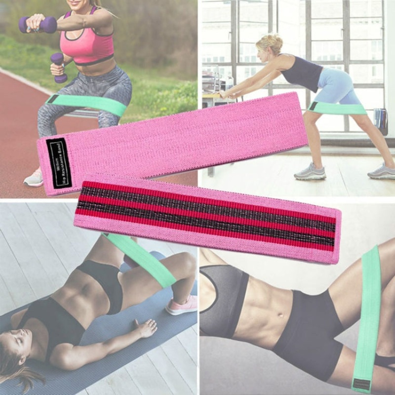 Pink Rally Medium Polyester Cotton Latex Yarn Loop Tension Band Yoga Resistance Band (76 x 8cm)