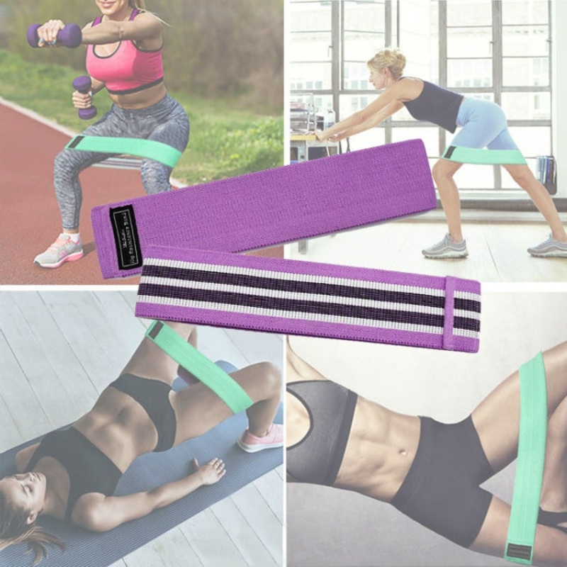 Purple Polyester-cotton + Latex Yarn Loop Tension Band Yoga Resistance Band (76 x 8cm)