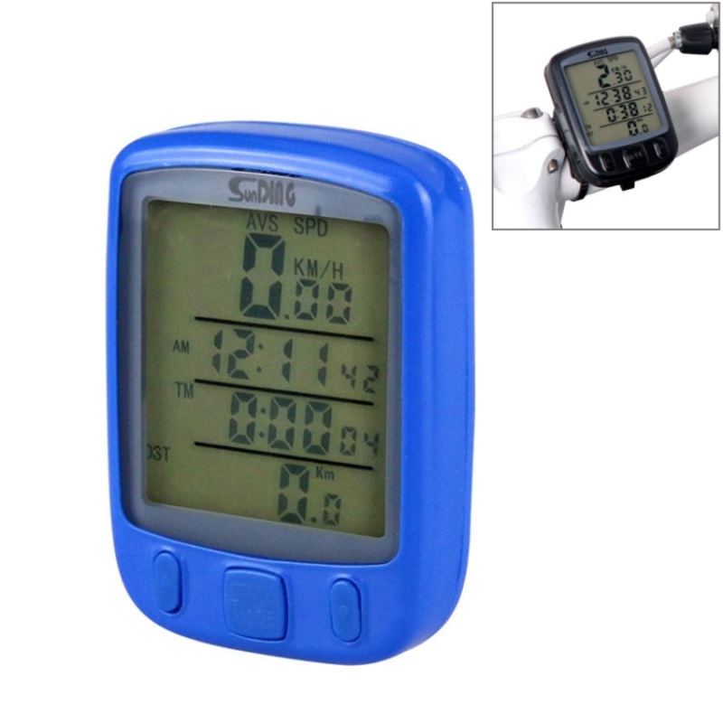 Waterproof Wireless LCD Luminous Bike Bicycle Speedometer Odometer English Version (Blue)
