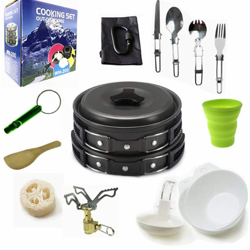 Camping Cookware Outdoor Cookware Set (Black)