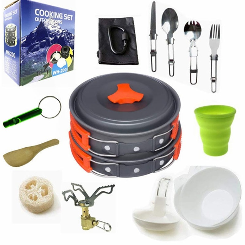 Camping Cookware Outdoor Cookware Set (Orange)