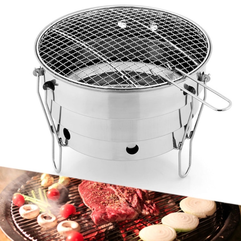 Portable Stainless Steel BBQ Grilled Net Charcoal Folding Oven (Camping Picnic)
