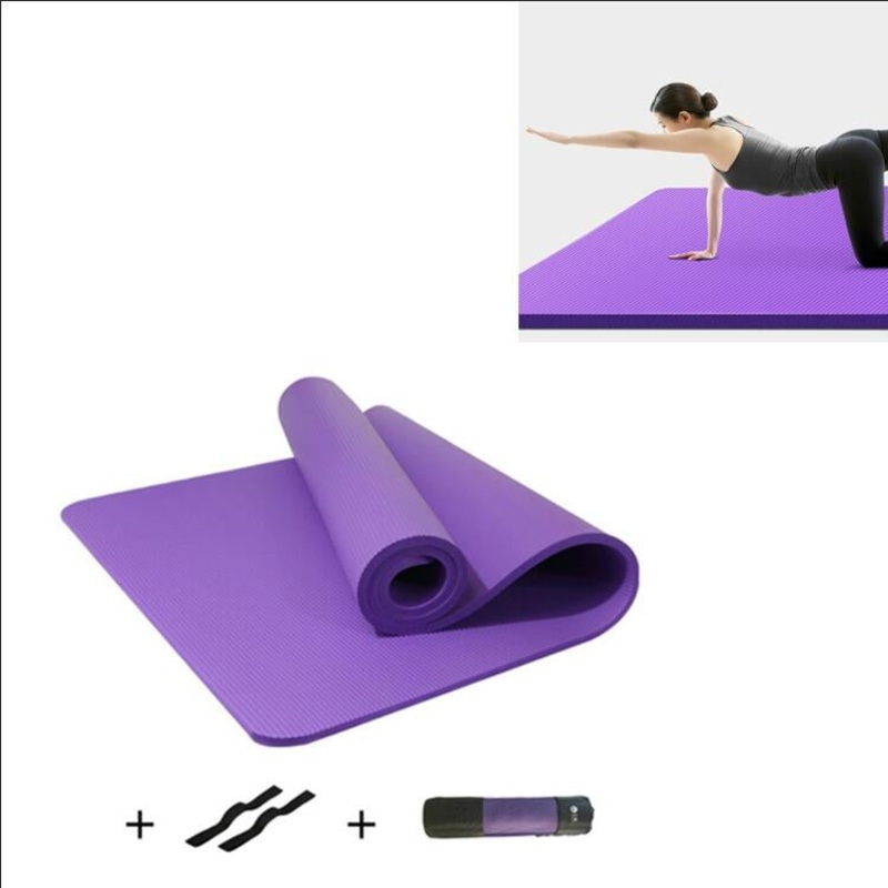 Purple Beginners Non-slip Yoga Mat with Straps & Tutorial & Net Bag | 1850 x 900 x 15mm