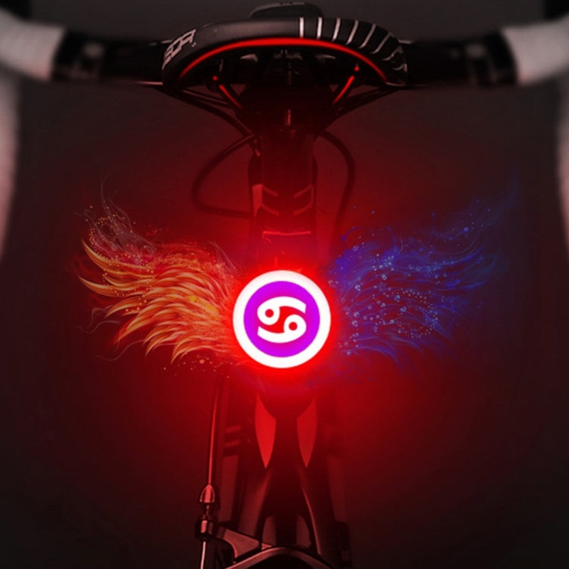 USB Charging Riding Light Rear Lamp Safety Warning Light (Cancer Style) - Red Blue Color