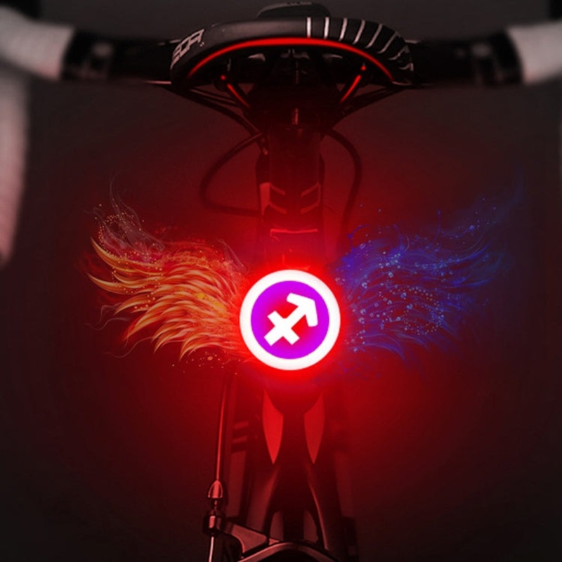 USB Charging Riding Light Rear Lamp Safety Warning Light (Sagittarius Style) Red Blue Color