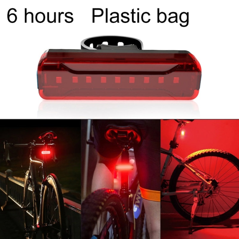 USB Rechargeable Bicycle Taillight Safety Warning Light (6 Hours, Black)