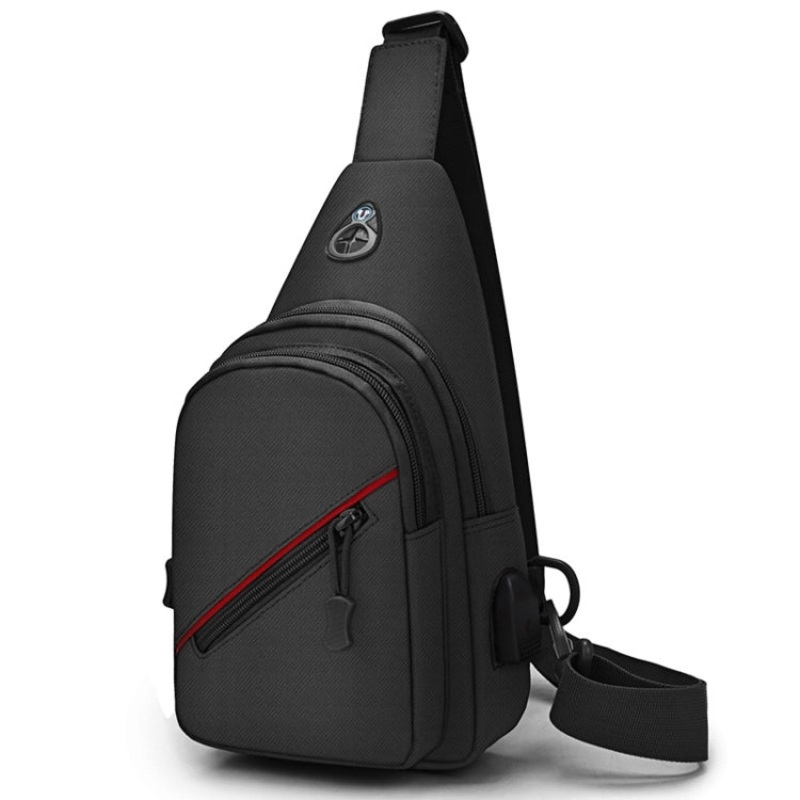 Men's Oxford Cloth Leisure Shoulder Crossbody Bag Outdoor Chest Bag (Black)