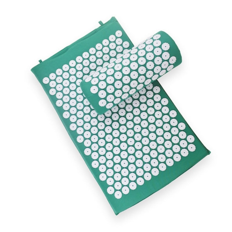 TPE Sponge Acupuncture Acupoint Pain Relief Massage Pad Yoga Mat + Pillow Set (Green)
