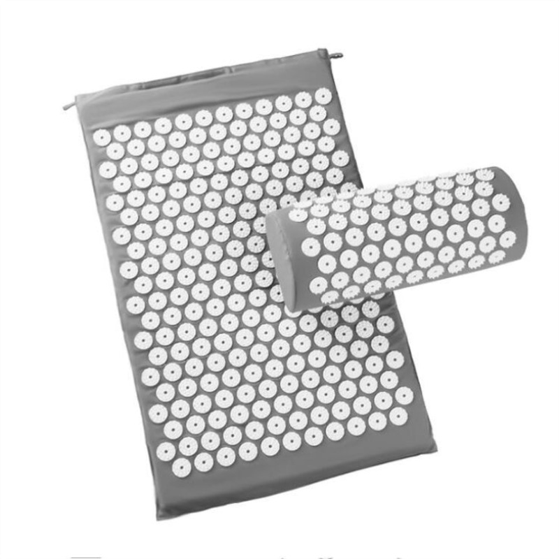TPE Sponge Acupuncture Acupoint Pain Relief Massage Pad Yoga Mat Pillow Set (Grey)