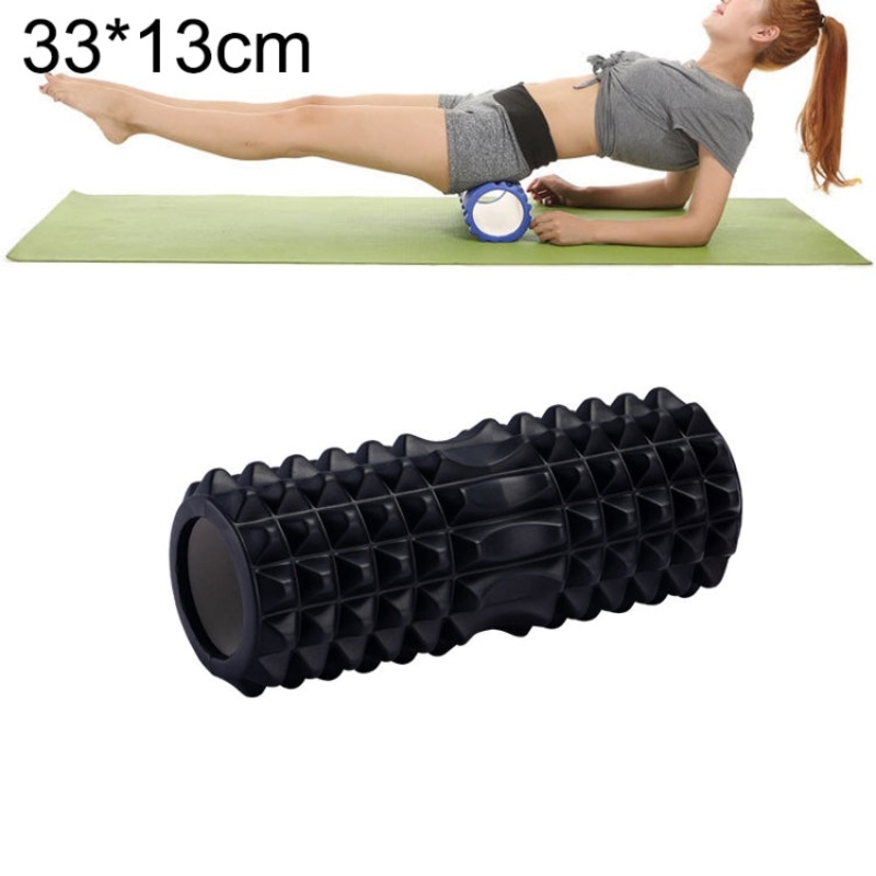 Yoga Pilates Fitness EVA Roller Muscle Relaxation Massage 33cm x 13cm (Black)
