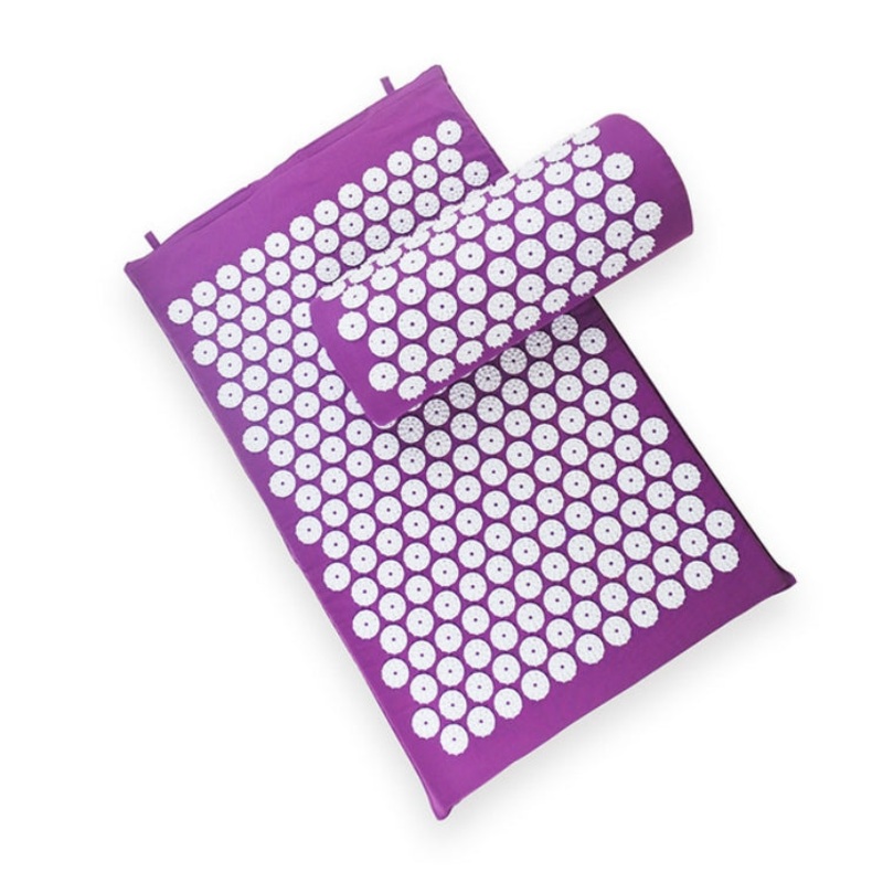 Acupuncture Pain Relief Massage Pad Yoga Mat + Pillow Set (Purple)