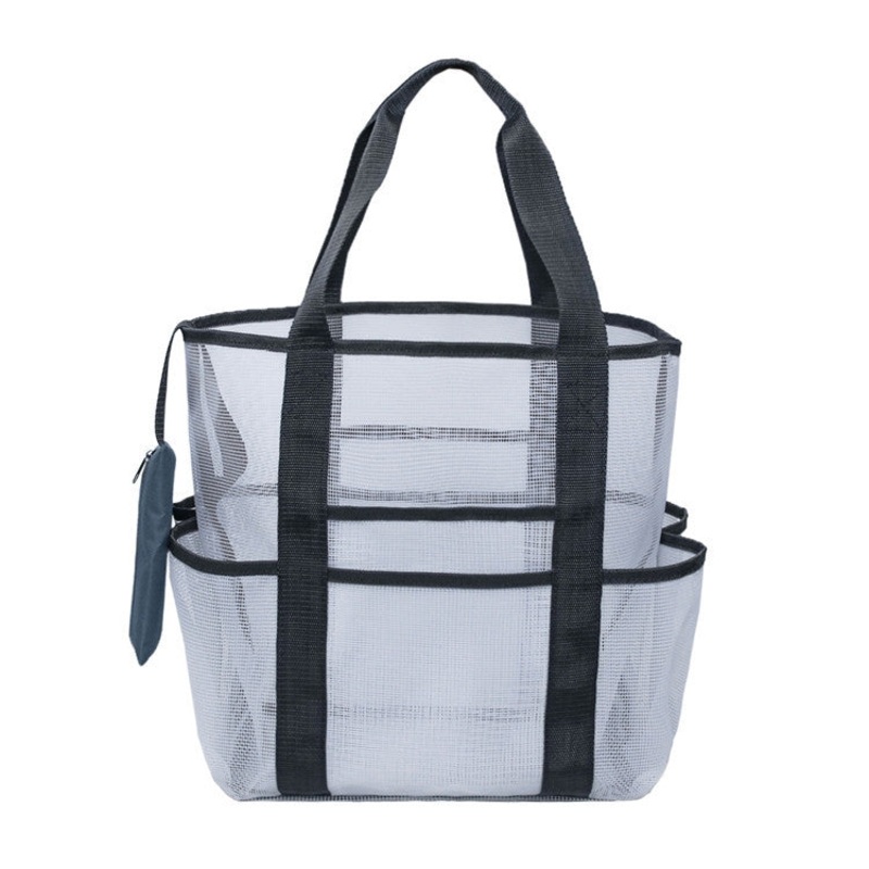 Beach Mesh Toiletry Cosmetic Bag for Storage (White)