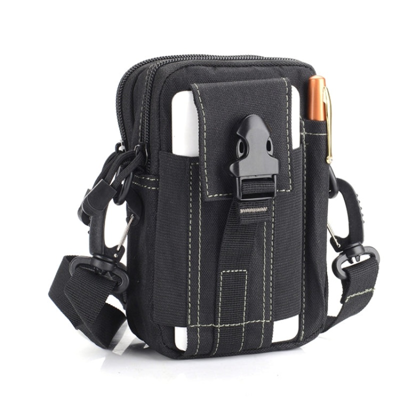Casual Multifunctional Messenger Belt Bag Shoulder Strap (Black)