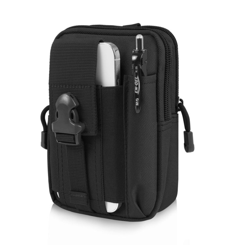 Hiking Belt Waist Bag Outdoor Sport Motorcycle Bag 7.0 Inch Phone Pouch (Black)
