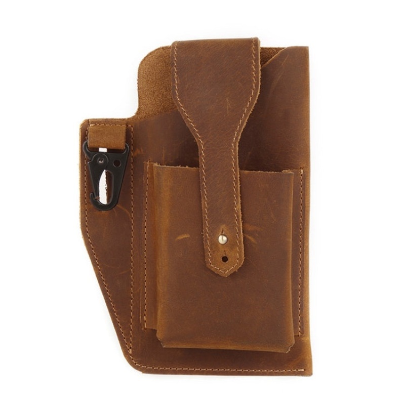 Men Retro Sports Mobile Phone Belt Bag Waist Bag (Brown)