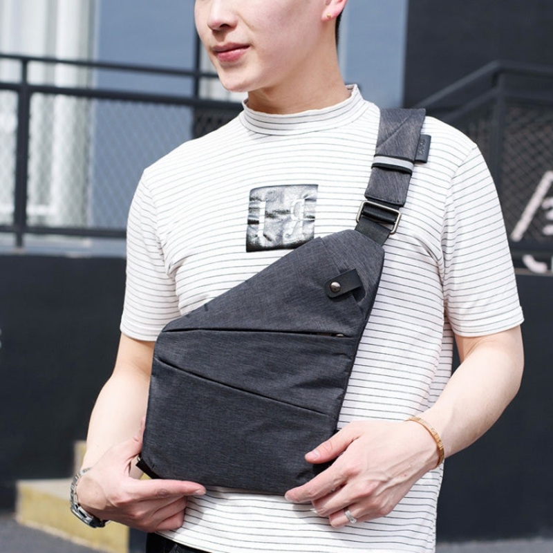 Multi-Function Portable Anti-theft Business Chest Bag Outdoor Sports Left Shoulder Bag for Men (Grey)