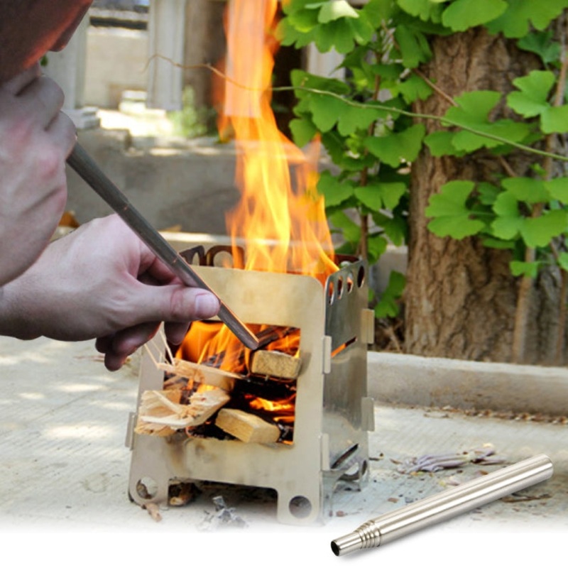 Outdoor Camping Stainless Steel Blower Picnic Barbeque BBQ Retractable Blow Torch (6 Sections)