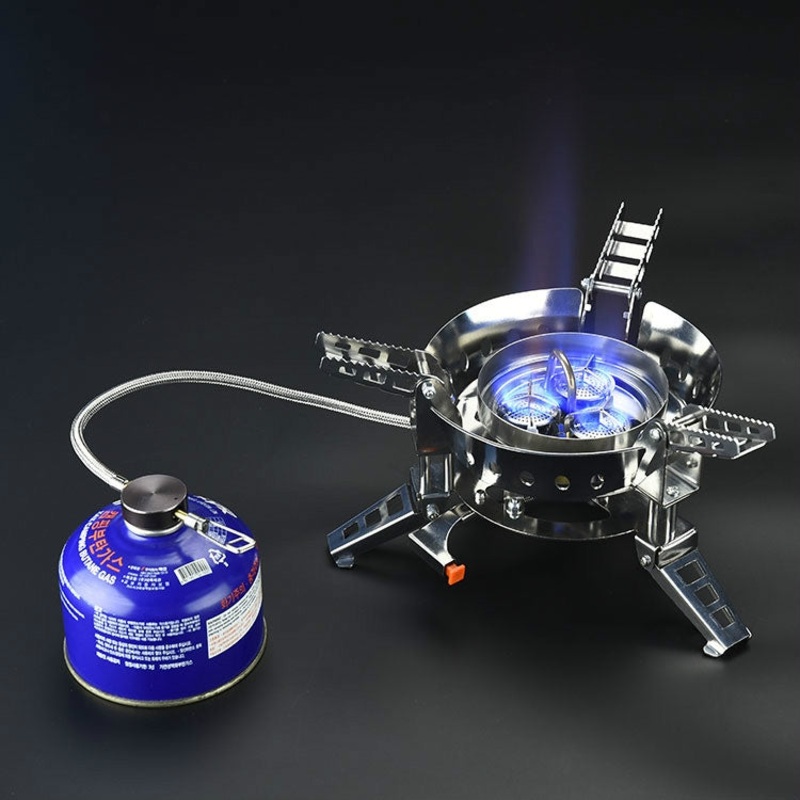 Outdoor Camping Windproof Stove Portable Gas Stove Split Mini Stove Cookware (Black)