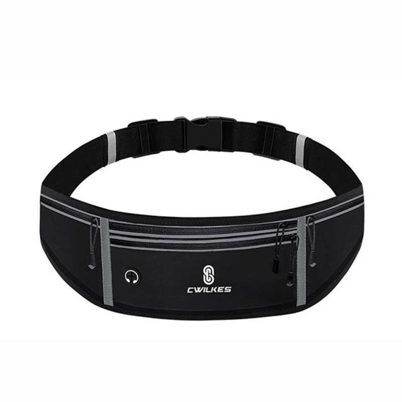 Sports Fitness Waterproof Waist Bag Phone Pocket Outdoor Four Pockets (Black)