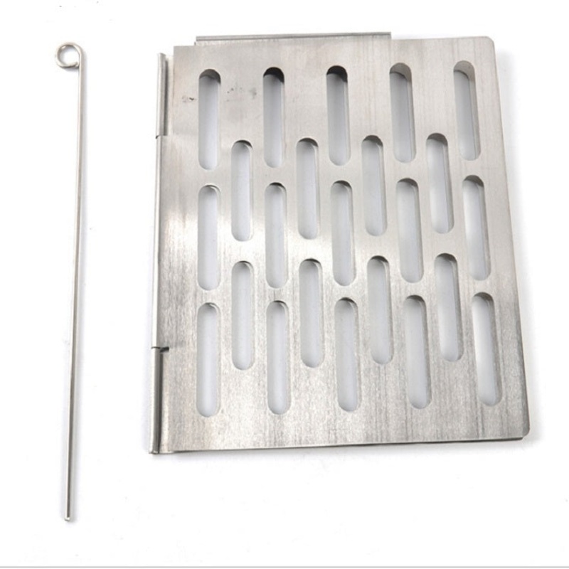 Stainless Steel Folding Barbecue Net Portable BBQ Picnic Accessories (Size: L 35.8x20CM)