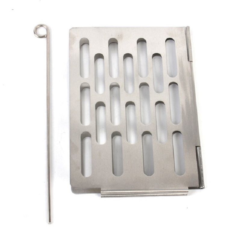 Stainless Steel Folding Barbecue Net Portable BBQ Picnic Accessories (Size: M 22.6x15.8CM)