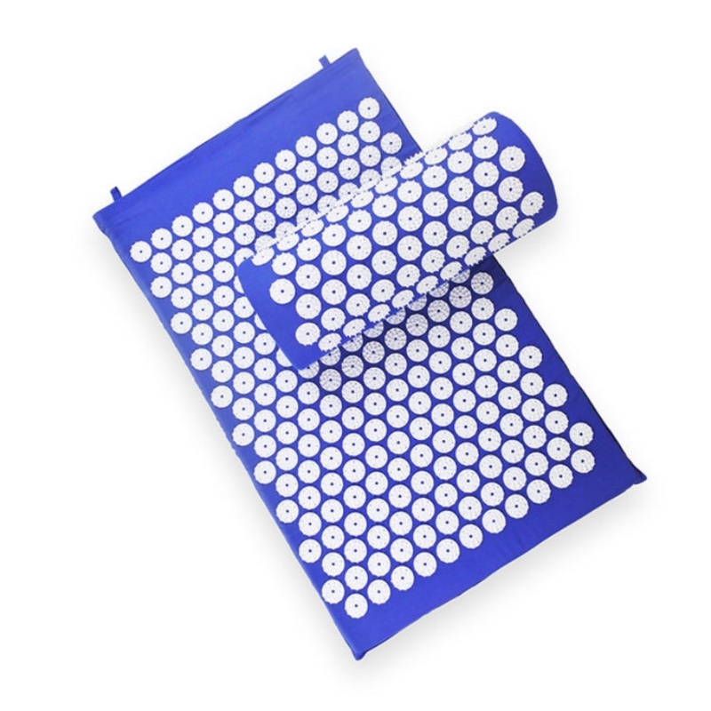 TPE Sponge Acupuncture Massage Pad Yoga Mat + Pillow Set *(Blue)