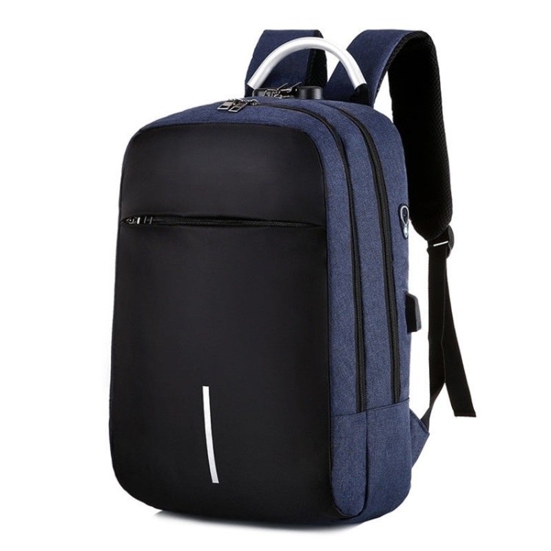16 Inch Men Password Lock Backpack Business Casual Anti-Theft Computer Bag With External USB Port - Blue (16 inch)