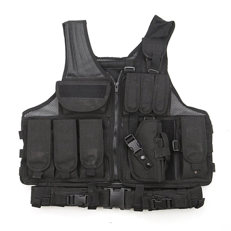 A60 Outdoor Equipment Vest Breathable Mesh Tool Pocket (Black) Free Size
