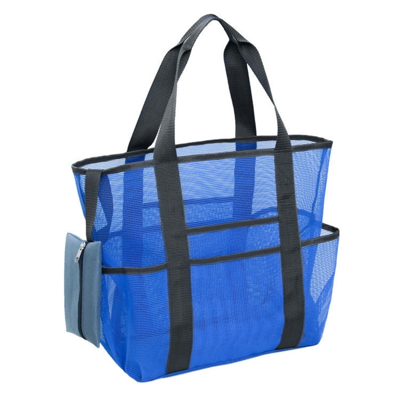 Beach Mesh Toiletry Cosmetic Bag Storage Bag (Blue)