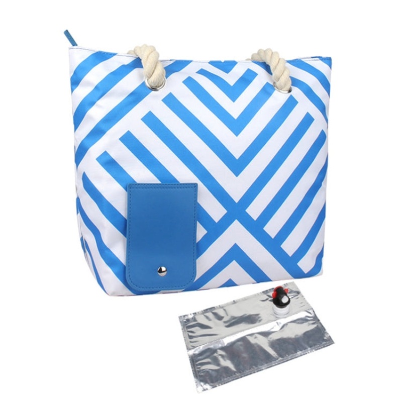 Beach Picnic Portable Wine Insulation Bag (Rhombus Blue)