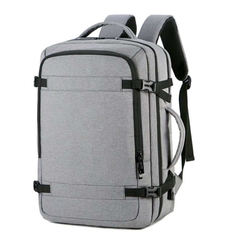 Large Capacity Business Travel Laptop Backpack with External USB Charging Port (Grey)