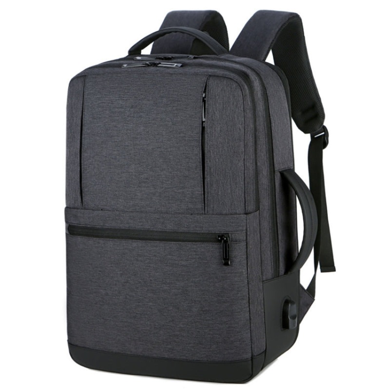 Large Capacity Men Laptop Backpack Business Travel Shoulders Bag with External USB Charging Port (Black)