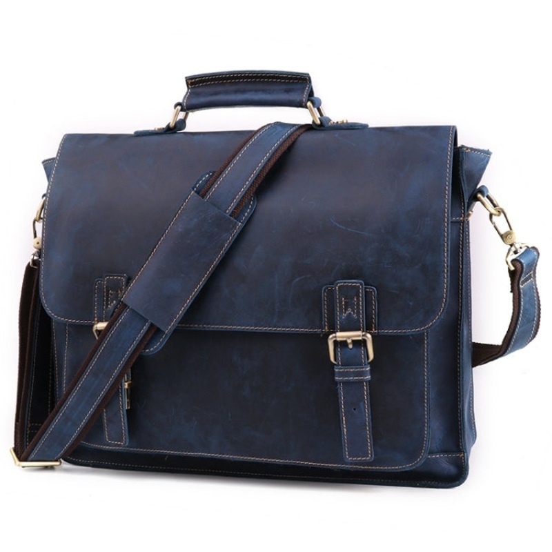 Men Business Briefcase Multi-Function Laptop Bag Blue (15.6 Inch)