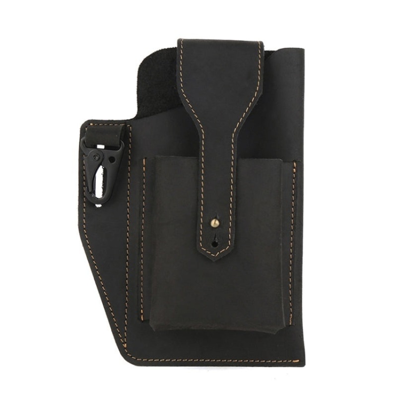 Men Retro Sports Belt Bag Waist Bag Black (Mobile Phone)