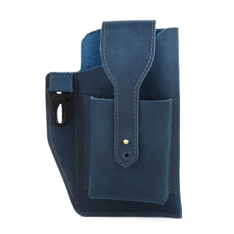 Men Retro Sports Mobile Phone Belt Bag Waist Bag Blue (One Size)
