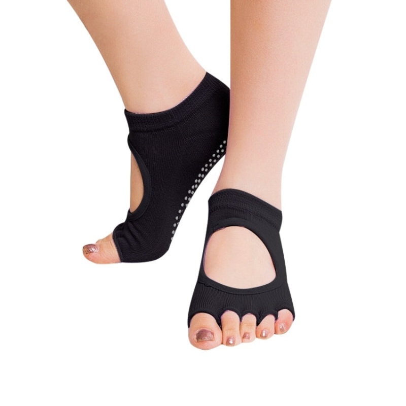Open Toe Instep Anti-slip Sports Female Yoga Socks Size 34-39 (EUR) Black