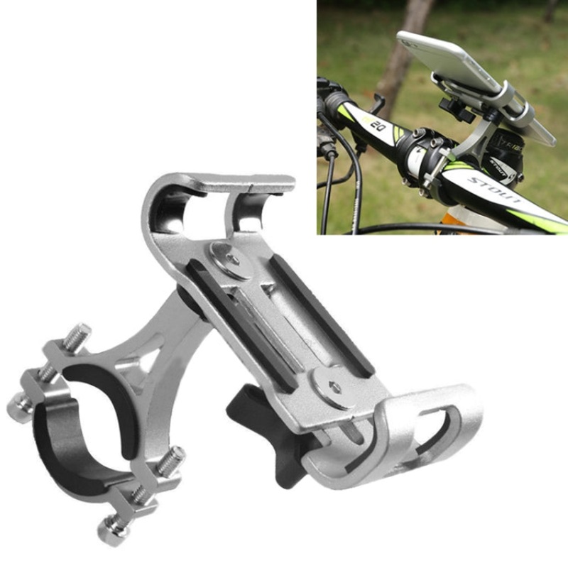 Universal Non-Rotatable Aluminum Alloy Fixing Frame Mobile Phone Holder (Titanium)